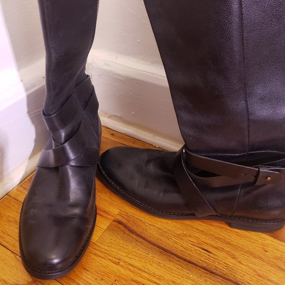 Cole Haan Black Knee Height Boots, 7.5